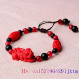 Red Cinnabar Pixiu Bracelet 925 Silver Amulet