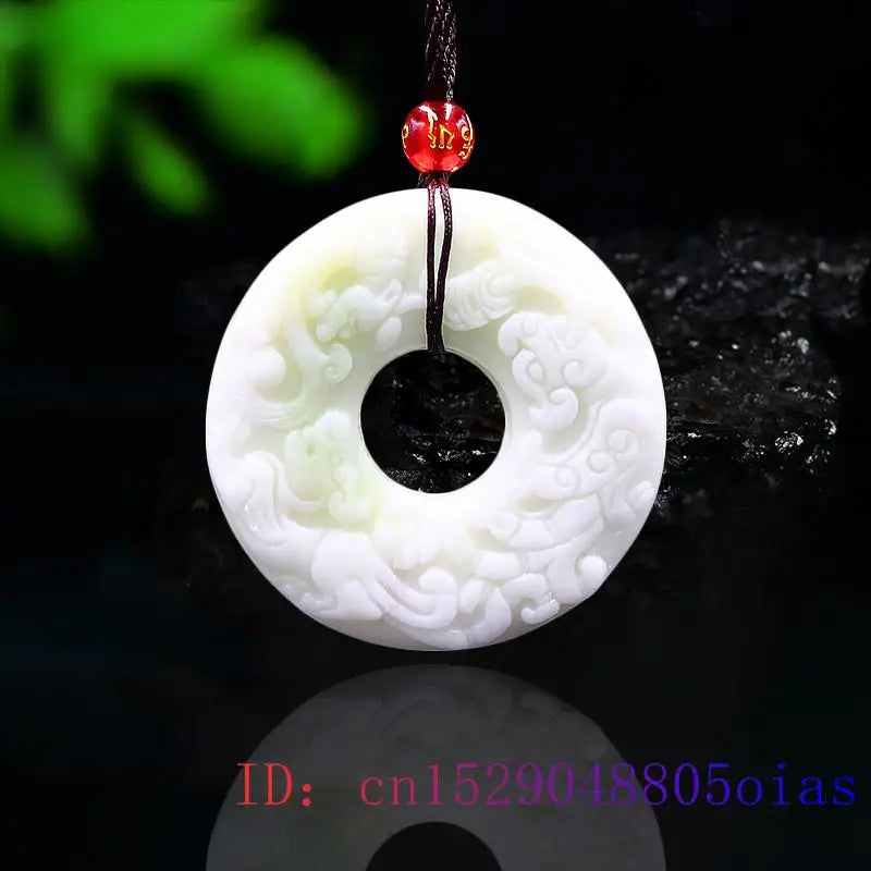 Jade Pixiu Pendant Tiger Charm Natural Amulet Carved Jewelry Necklace