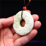 Jade Pixiu Pendant Tiger Charm Natural Amulet Carved Jewelry Necklace