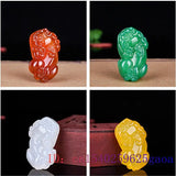 Green Jade Pixiu Pendant Natural Chalcedony Necklace Women Carved Charm