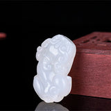 Green Jade Pixiu Pendant Natural Chalcedony Necklace Women Carved Charm