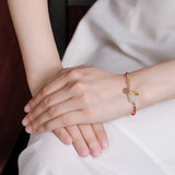 Jade Rabbit Red Rope Lucky Bracelet S925 Sterling Silver Gold-Plated Hetian Jade