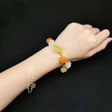 Jade Rose Bracelet Beaded Bangle Jewelry Stone Vintage Real Natural