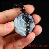 Jade Rose Pendant Charm Amulet Carved Necklace Natural Jadeite Jewelry