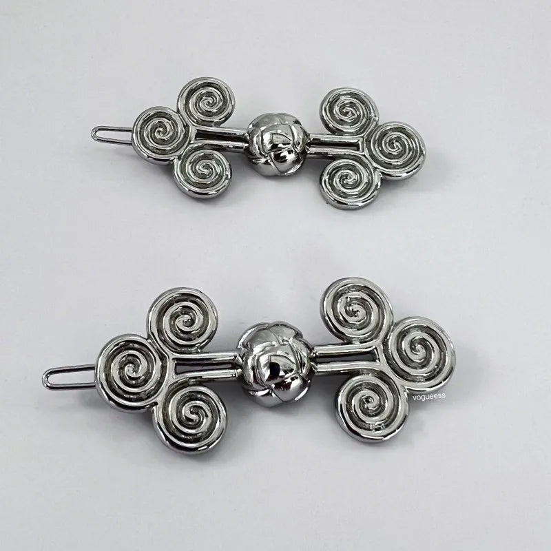 Vintage Jade Ruyi Coil Buckle Hair Clips for Women