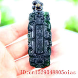 Jade Scripture Pendant Necklace Natural Green Charm Amulet