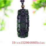 Jade Scripture Pendant Necklace Natural Green Charm Amulet