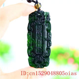 Jade Scripture Pendant Necklace Natural Green Charm Amulet