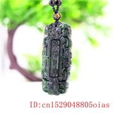 Jade Scripture Pendant Necklace Natural Green Charm Amulet