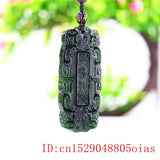 Jade Scripture Pendant Necklace Natural Green Charm Amulet