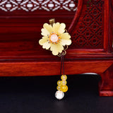 Jade Stone Barrettes Flowers Hairpin Charm Jadeite Jewelry Amulet Accessories