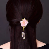 Jade Stone Barrettes Flowers Hairpin Charm Jadeite Jewelry Amulet Accessories