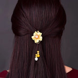 Jade Stone Barrettes Flowers Hairpin Charm Jadeite Jewelry Amulet Accessories
