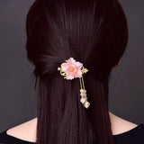 Jade Stone Barrettes Flowers Hairpin Charm Jadeite Jewelry Amulet Accessories