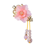 Jade Stone Barrettes Flowers Hairpin Charm Jadeite Jewelry Amulet Accessories