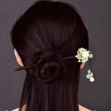 Jade Stone Flowers Hair Sticks Hairpin Charms