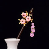 Jade Stone Flowers Hair Sticks Hairpin Charm Jadeite Jewelry Carved Amulet
