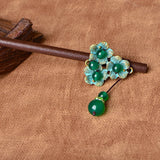 Jade Stone Flowers Hair Sticks Hairpin Charm Jadeite Jewelry