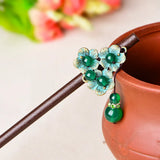 Jade Stone Flowers Hair Sticks Hairpin Charm Jadeite Jewelry