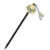 Jade Stone Flowers Hair Sticks Hairpin Charms