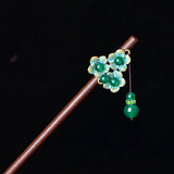 Jade Stone Flowers Hair Sticks Hairpin Charm Jadeite Jewelry
