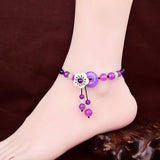 Jade Stone Jadeite Emerald Flower Anklets Charm Jewellery Accessories
