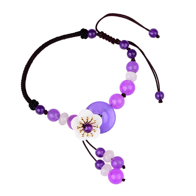 Jade Stone Jadeite Emerald Flower Anklets Charm Jewellery Accessories