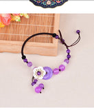 Jade Stone Jadeite Emerald Flower Anklets Charm Jewellery Accessories