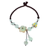 Jadeite Emerald Flower Anklets Charm Jewellery Accessories