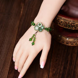 Jade Stone Jadeite Emerald Flower Bracelet Charm Jewellery for Women