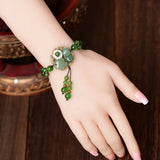 Jade Stone Jadeite Emerald Flower Bracelet Charm Jewellery for Women