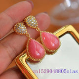 925 Silver Water Drop Jade Stud Earrings for Women