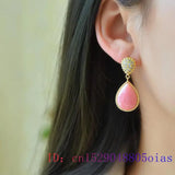 925 Silver Water Drop Jade Stud Earrings for Women