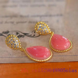 925 Silver Water Drop Jade Stud Earrings for Women