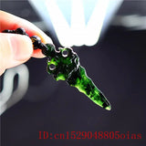 Jade Sword Pendant Necklace Green Amulet Chinese Charm