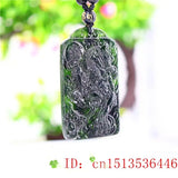 Jade Tiger Pendant Necklace Green Charm Amulet Carved Natural