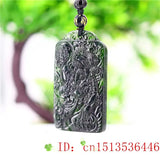 Jade Tiger Pendant Necklace Green Charm Amulet Carved Natural