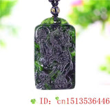 Jade Tiger Pendant Necklace Green Charm Amulet Carved Natural
