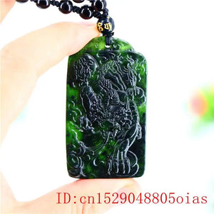 Jade Tiger Pendant Necklace Green Charm Amulet Chinese