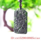 Jade Tiger Pendant Necklace Green Charm Amulet Chinese