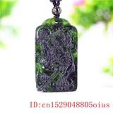 Jade Tiger Pendant Necklace Green Charm Amulet Chinese