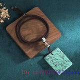 Jade Turquoise Pendant Necklace 925 Silver Chalcedony Gemstone