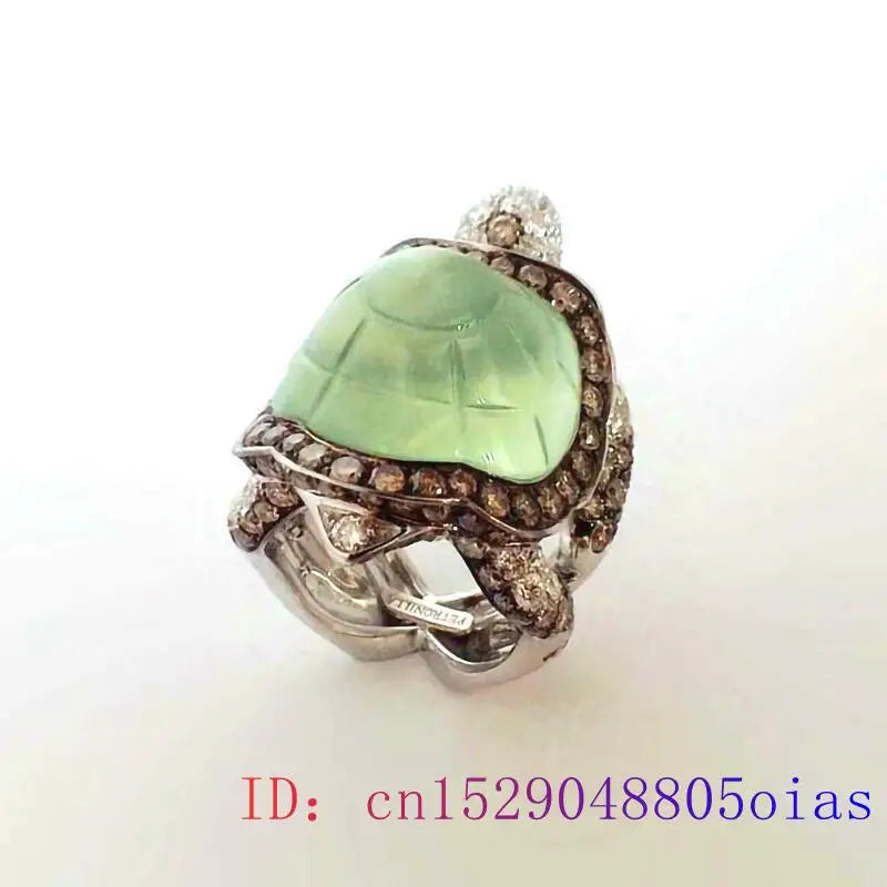 Green Jadeite Turtle Rings for Women Charm Vintage Jewelry