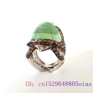Green Jadeite Turtle Rings for Women Charm Vintage Jewelry