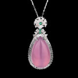 Vintage 925 Silver Jade Water Droplets Pendant Necklace