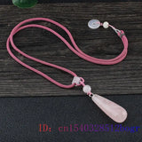 Jade Water Drop Pendant Chalcedony 925 Silver Amulet Necklace