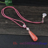 Jade Water Drop Pendant Chalcedony 925 Silver Amulet Necklace