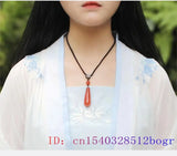 Jade Water Drop Pendant Chalcedony 925 Silver Amulet Necklace