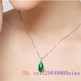 Jade Water Droplet Pendant Charm 925 Silver Necklace Chalcedony Hetian Jewelry