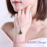 925 Silver Jade Water Droplet Pendant Chalcedony Necklace